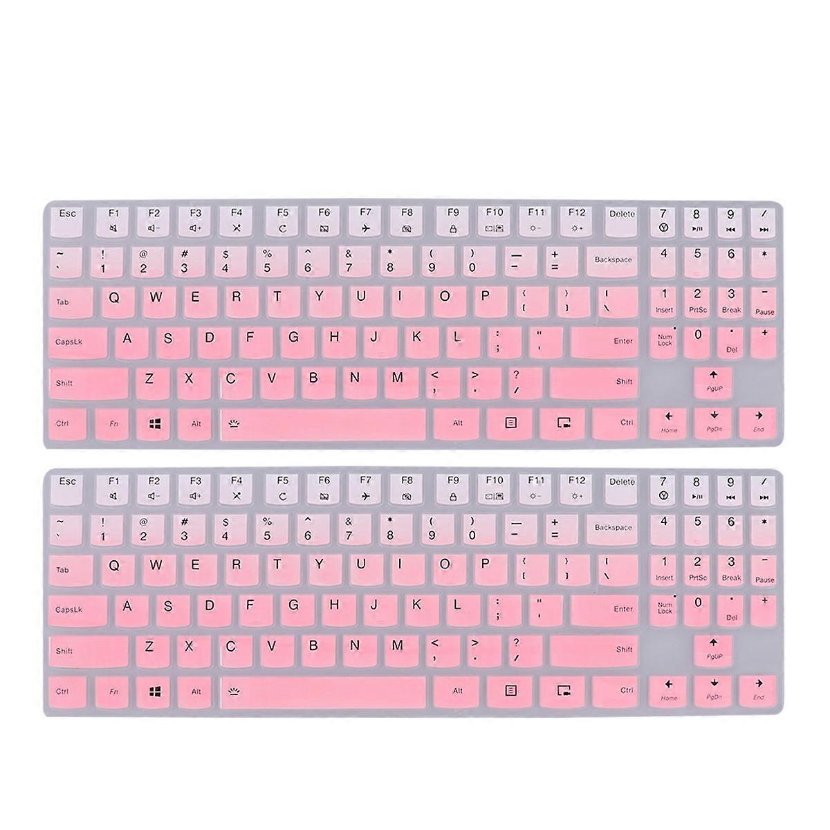 Universal Keyboard Cover Silicone Laptop Keyboard Protective Film For R720 Gradient Pink 15.6 Inches Dustproof 2Pcs