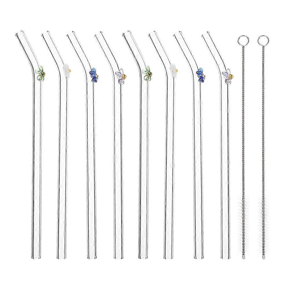 Water Straw Beverage Drinking Straws for Party Elegant Round Glass 1 Set
