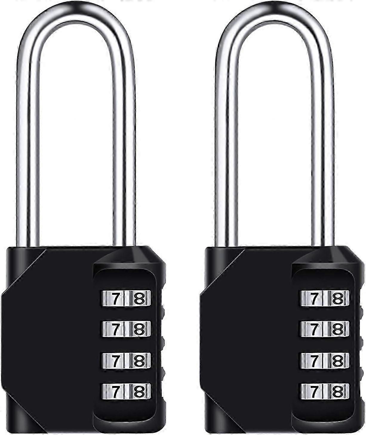 2 Pack 4 Digit Long Shackle Combination Lock 2.75" Shackle Weatherproof Combination Lock Padlock Metal Plated Steel for School Gym Locker Hasp Cabinet