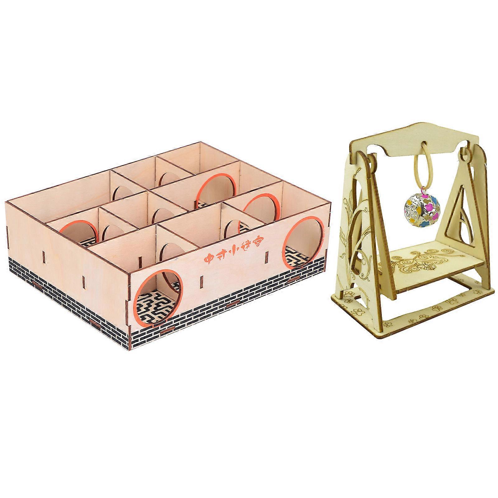 Pet Plaything Hamster Maze House Indoor Play Gerbils Sleeping Area House Shape 2Pcs