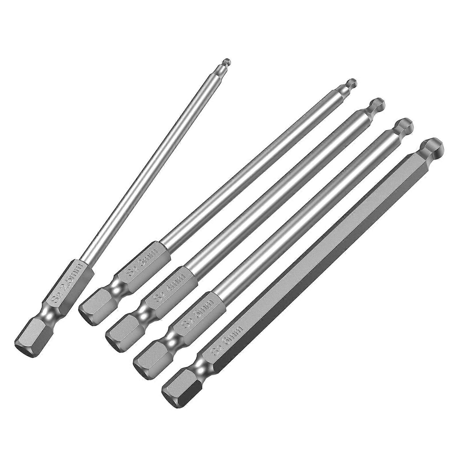 Metal Drill Bits Screwdriver Bits Set Ball Head Drill Bits Overcomes Blind Angle Problem 100mm 5Pcs