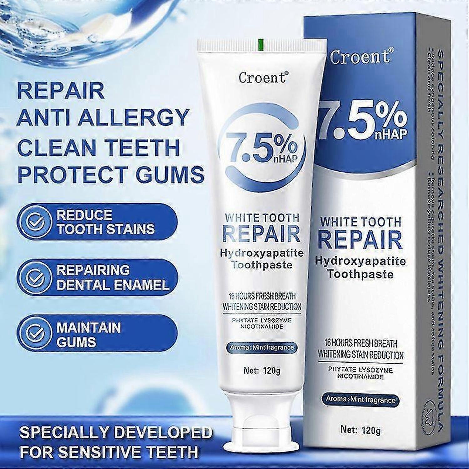 Hydroxyapatite Toothpaste for Advanced Enamel Protection, Gentle and Effective Formula, Fluoride-Free Toothpaste for Sensitive Teeth