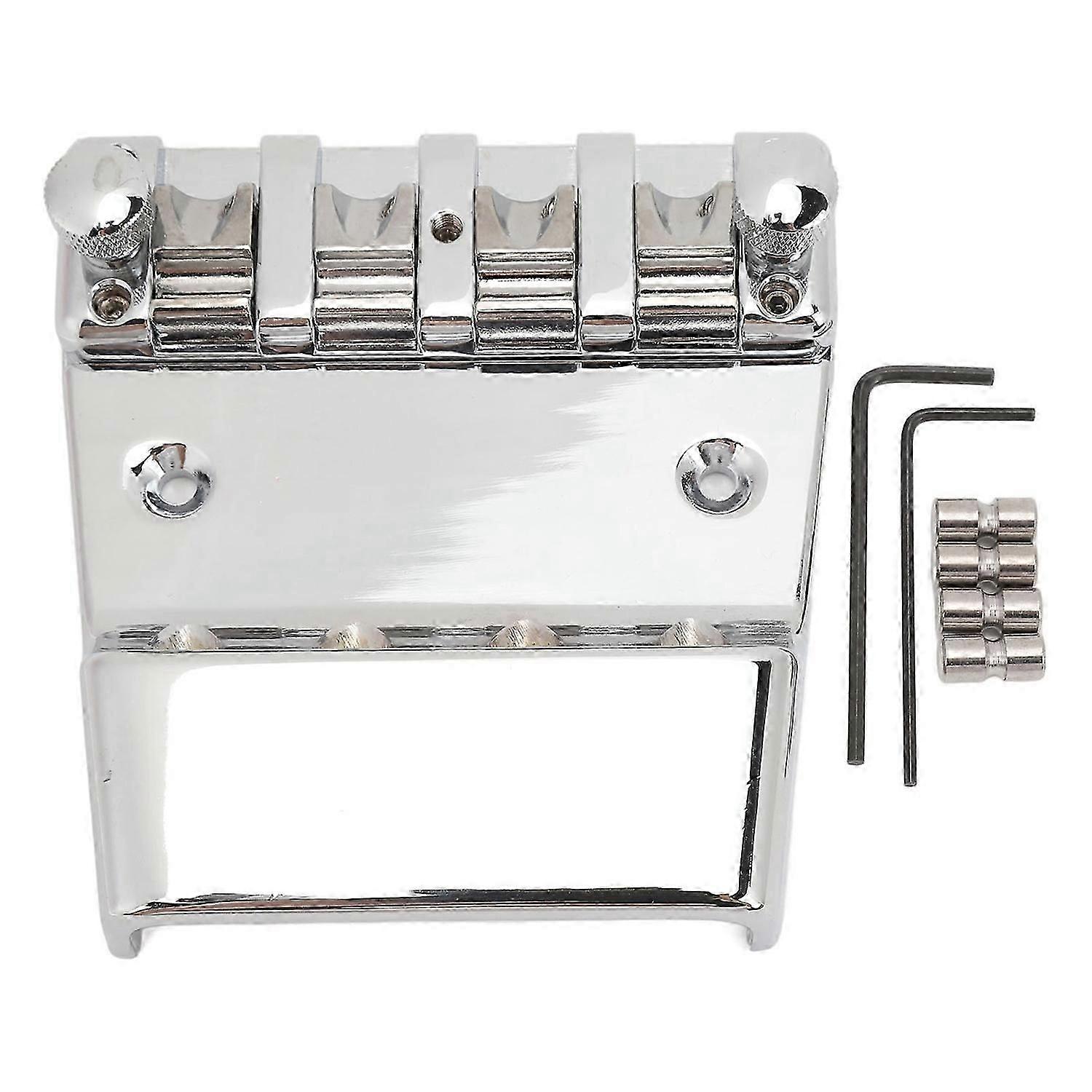 Electric Bass Bridge Replacement 4 Strings Height Adjustable Zinc Alloy Roller String Saddle Bass Gu