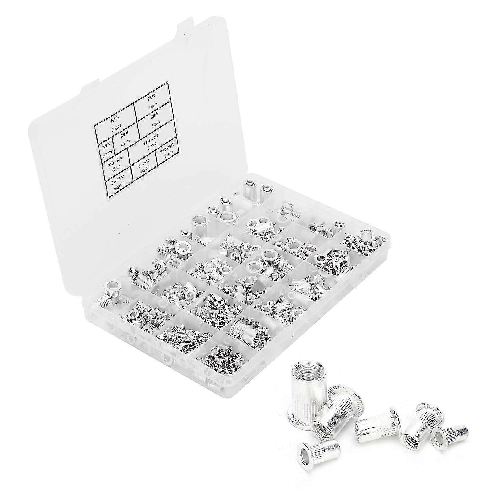 300pcs / boîte d’écrous à sertir en aluminium pour différentes tailles M3 à M8