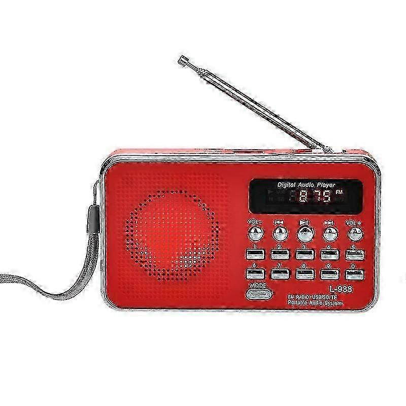 Portable Audio MP3 Player Speaker with AUX SD TF Card and FM Radio for Elders RED