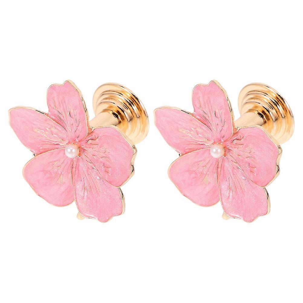 Pink Flower Cabinet Pull Petal Shaped Knobs for Furniture 2Pcs Set