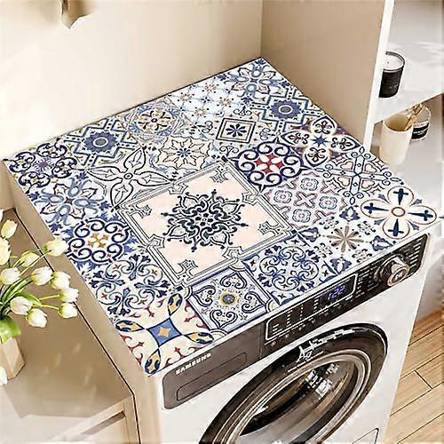Washing Machine Pad Non-Slip Cover 50x60cm Blue Mandala Universal Absorbent Quick-Drying Protector