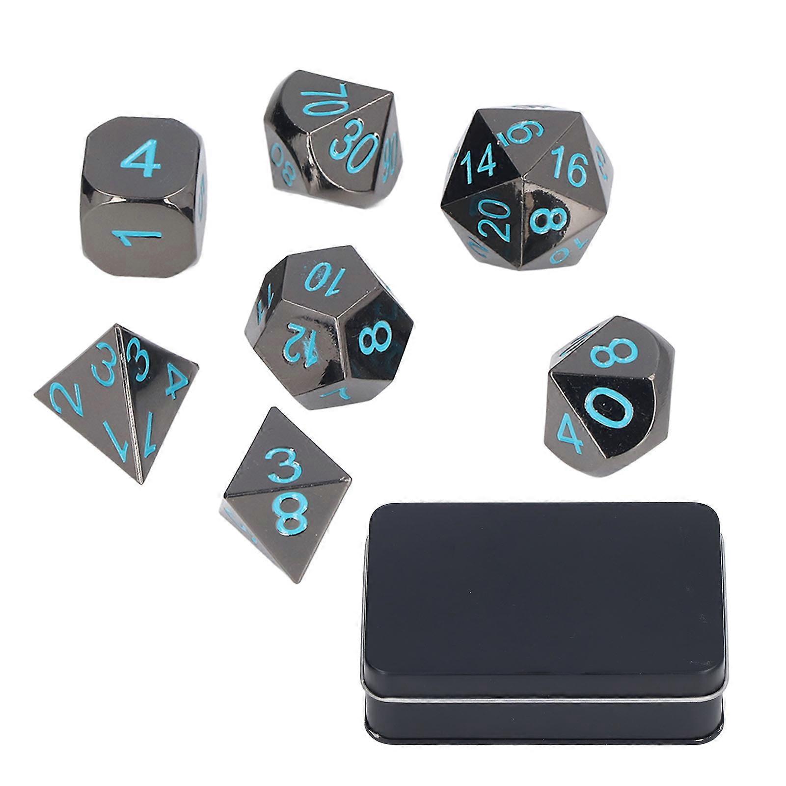 7pcs Metal Dice Set Polyhedral Dice Multipurpose for Board Role Playing Games Math Teaching