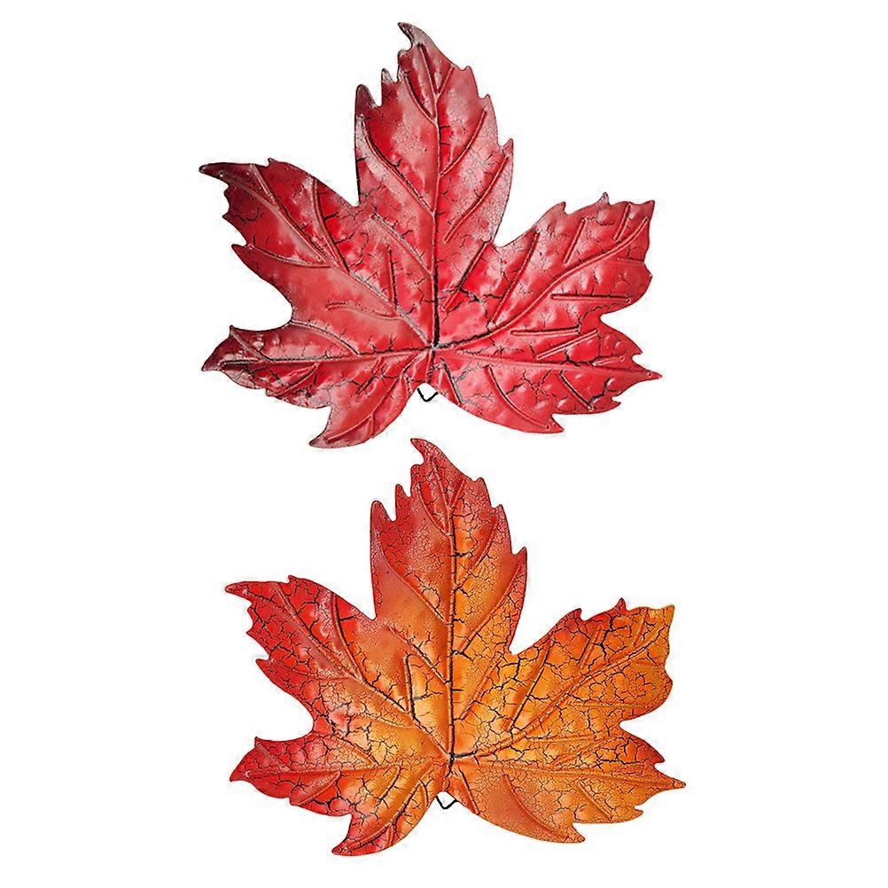 Metal Maple Leaf Wall Decor for Garden 2Pcs Iron Fall Leaf Wall Sculpture