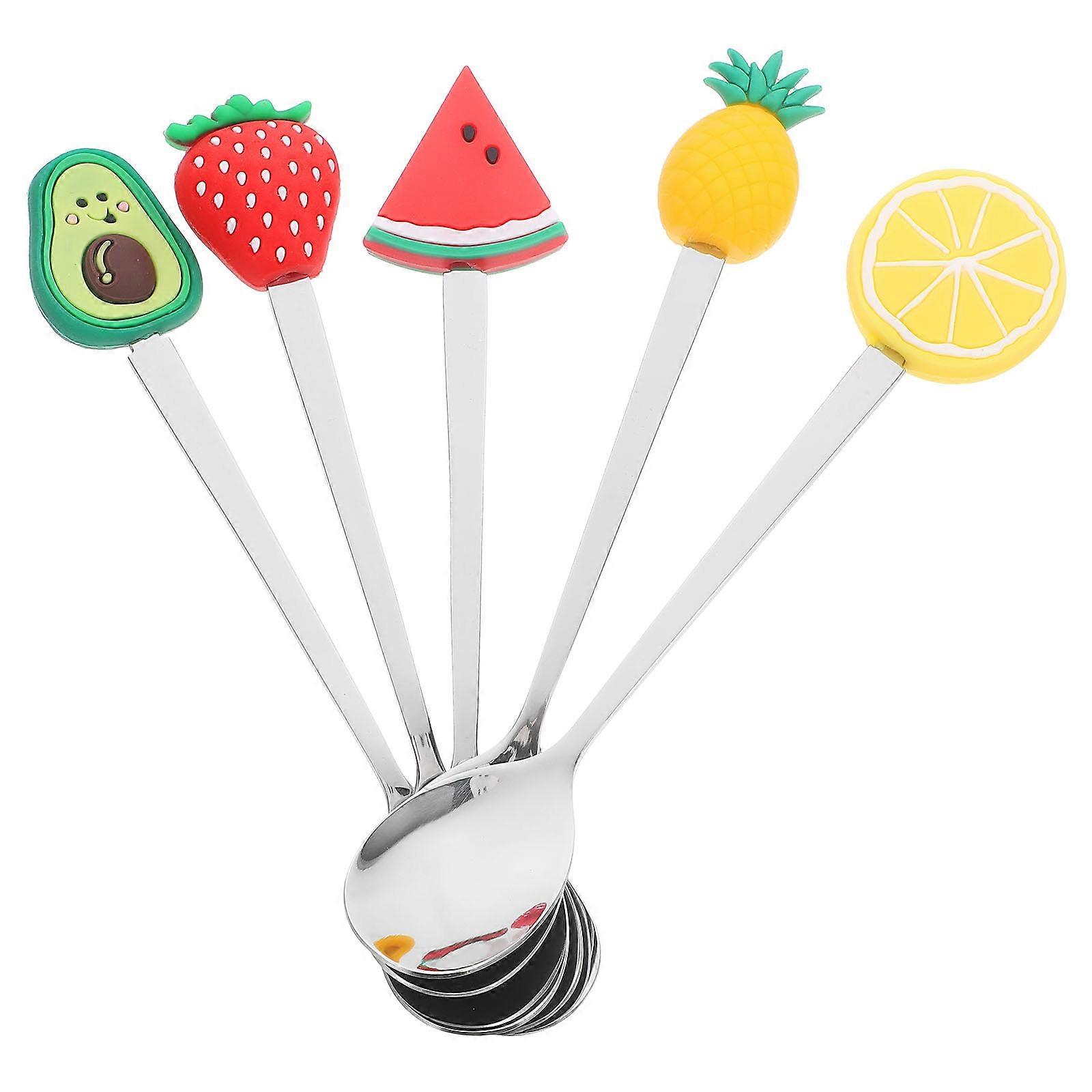 Stainless Steel Spoons 5Pcs Assorted Color for Home Use and Kid-Safe