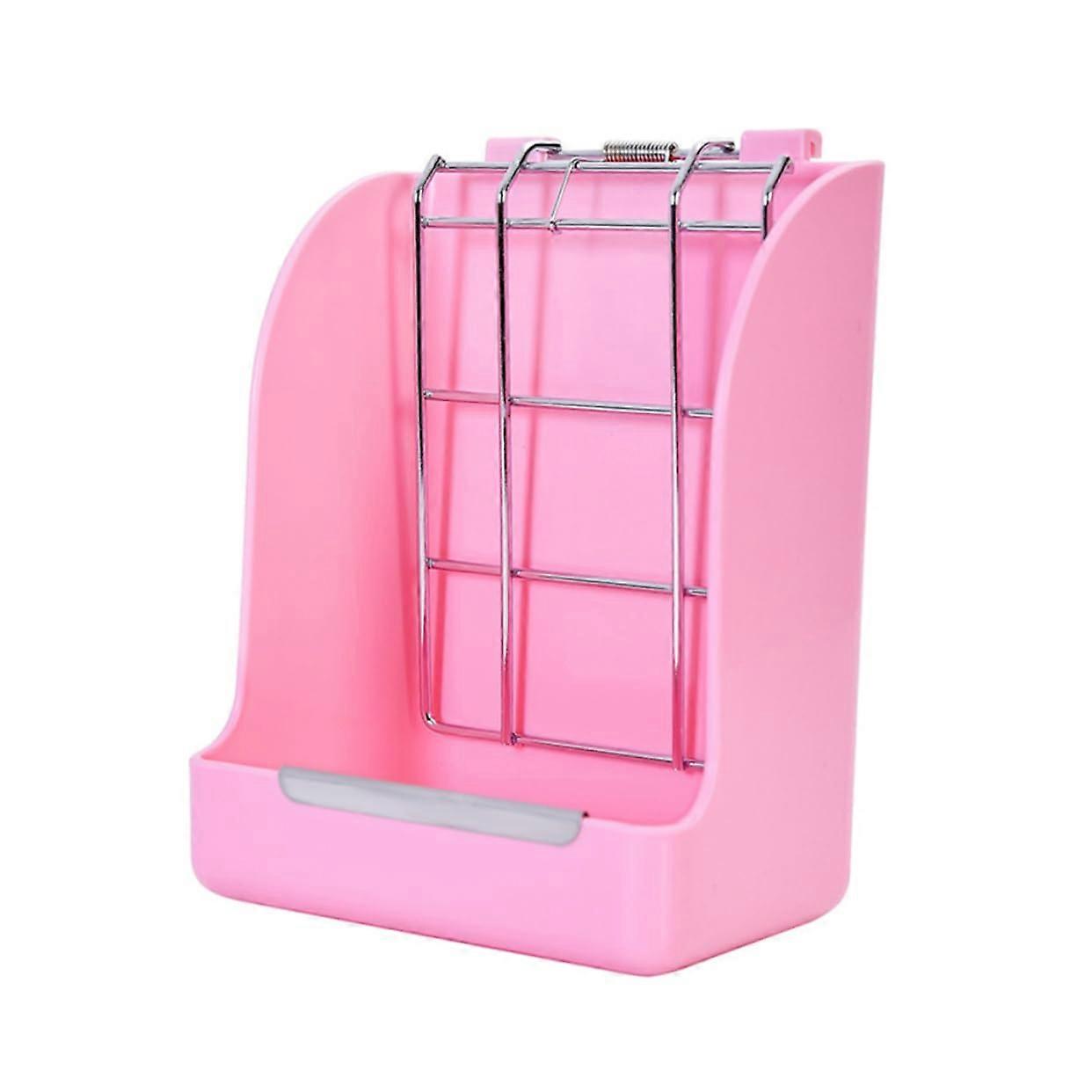 Pet Rabbit Grass Feeding Rack Chinchillas Spring Feeder Bowls Guinea Pig Straw Feeder Plastic Grass Hay Stand (Pink)
