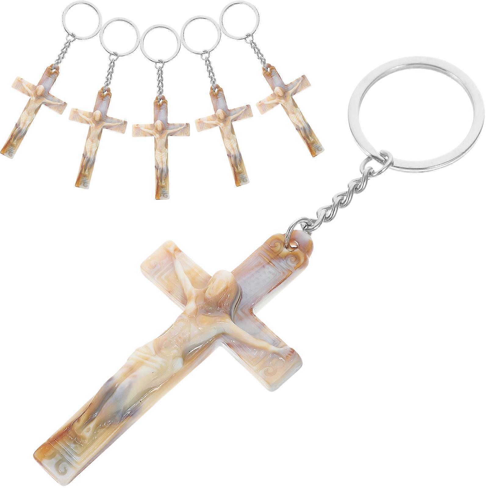 Backpack Keychain Cross Keychains Crucifix Pendant Handbag Hanging Charm Multi 7.40X4.00X1.30CM present Giving Friends 6Pcs