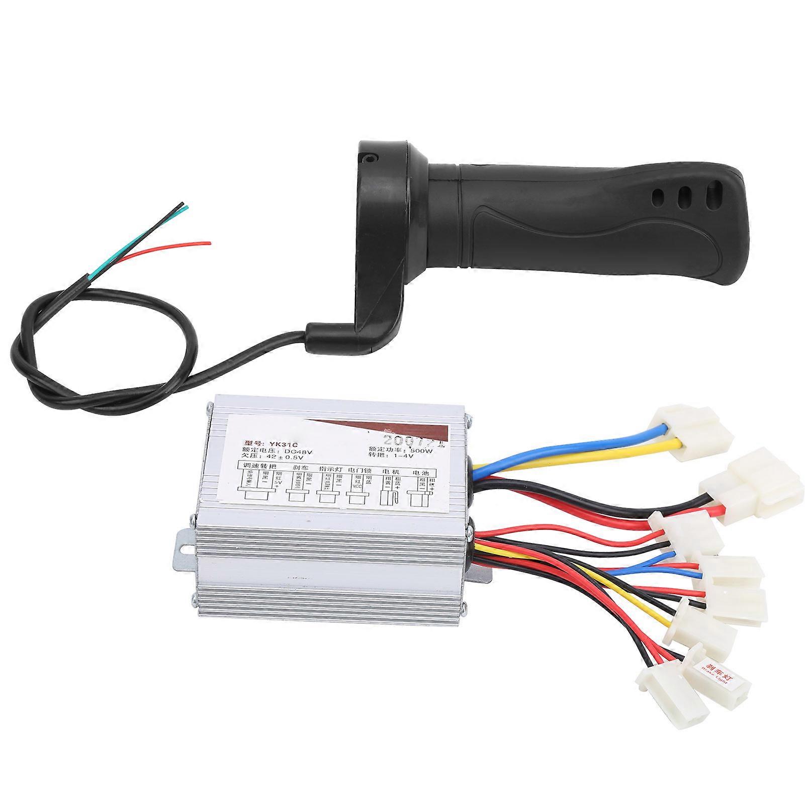 48V 500W Brush Controller Short Cable Thumb Throttle Grip Electric Bicycle Handlebar Set