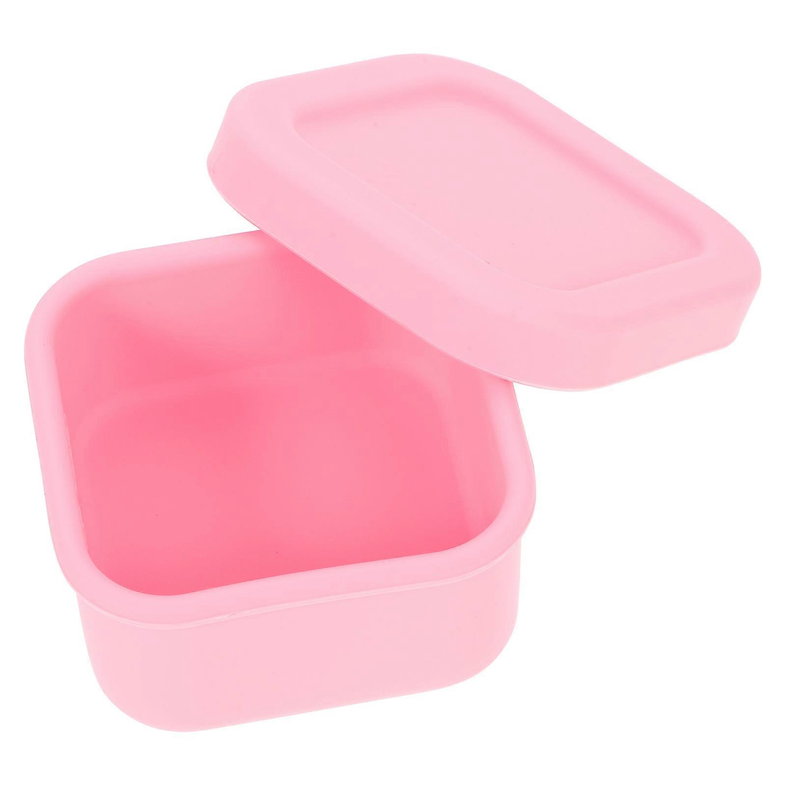 Silicone Containers Small Containers With Lids Pink 8.00X8.00X4.00CM Airtight Seal Dishwasher Safe 1Set