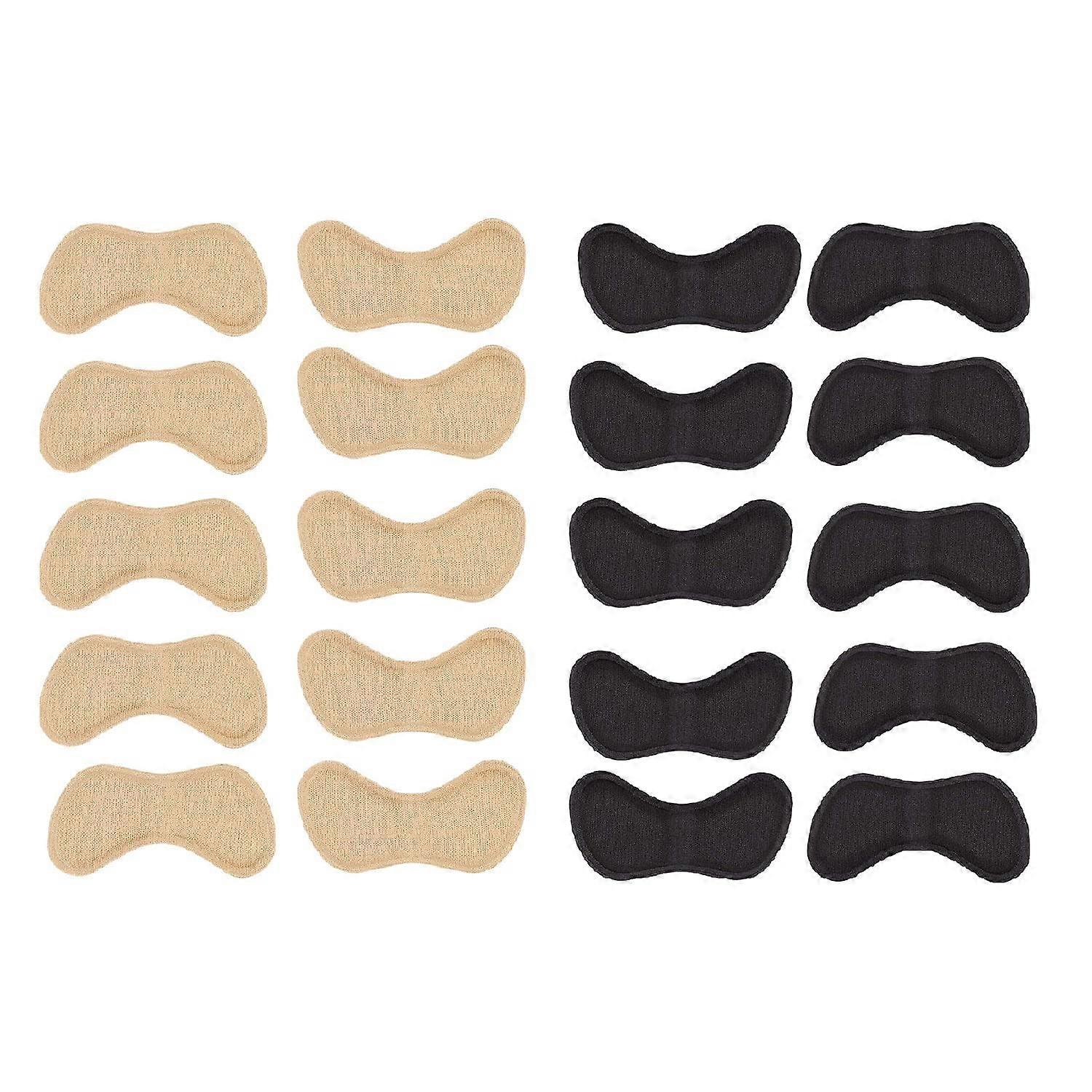 10 Pairs Heel Support, Heel Pads, Heel Insoles, Scratch Resistant and Comfortable Heel Pads (5 Pairs Black and 5 Pairs Beige)