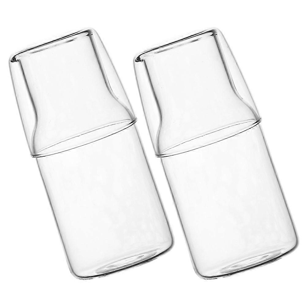 Bedside Carafe and Glass Water Carafe Set Elegant Style for Household Users 2Sets