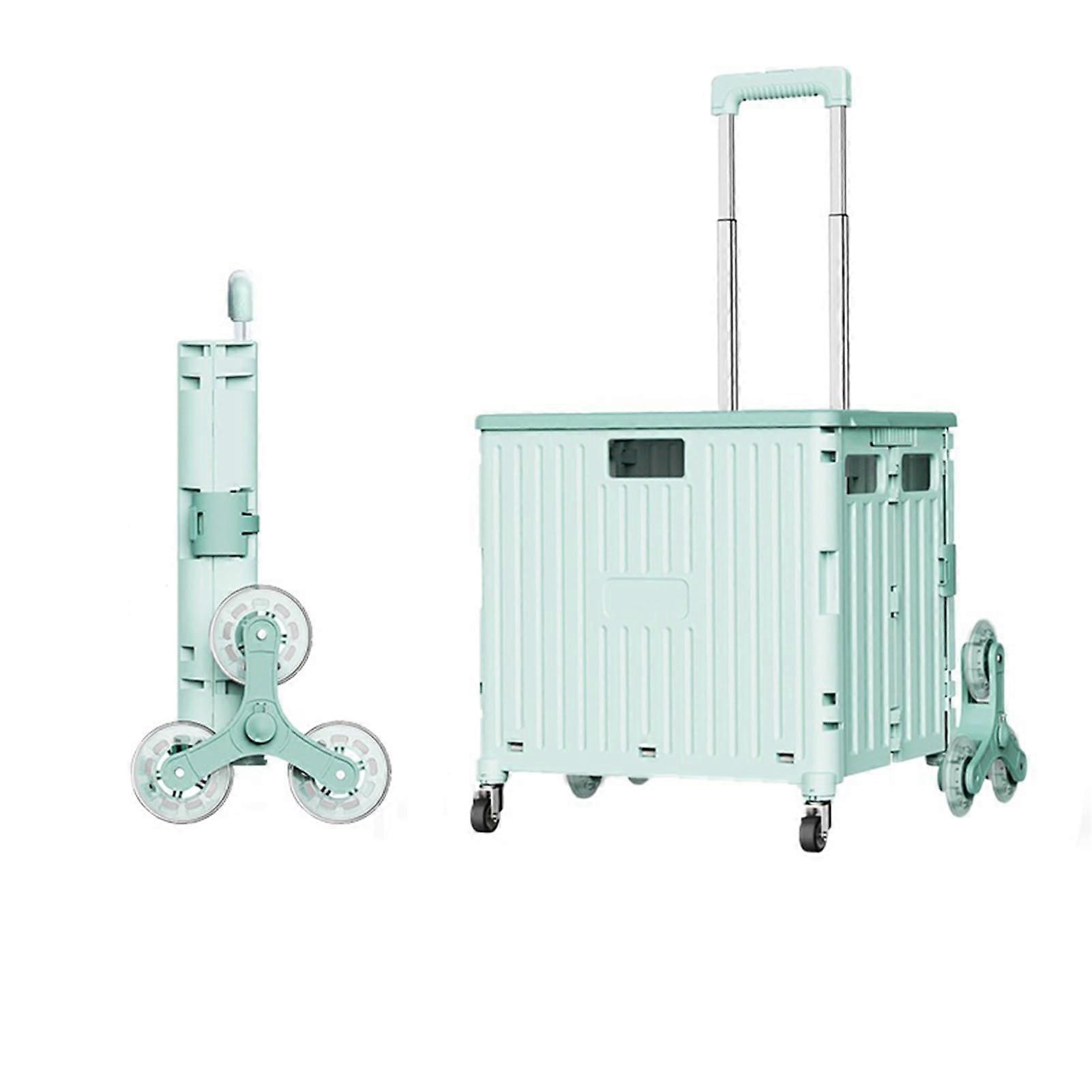 Folding Hand Trolley with Wheels, ASN, 8 Wheels, Foldable AllPurpose Trolley, Portable Trolley for Easy Climbing of Stairs, 45 L, Green