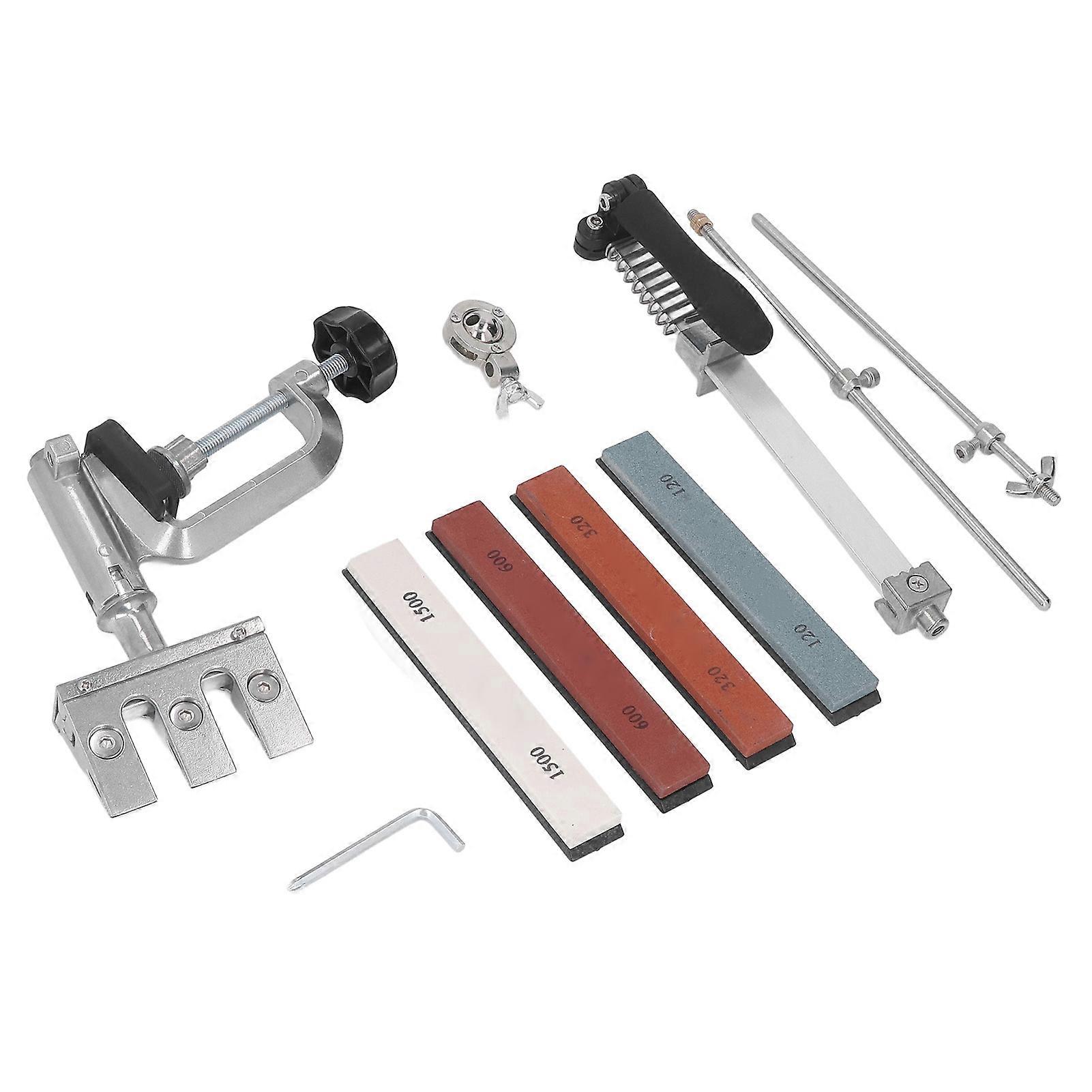 Knife Sharpener System 360° Rotation Fixed Angle with 4pcs Whetstone for Home Kitchen 