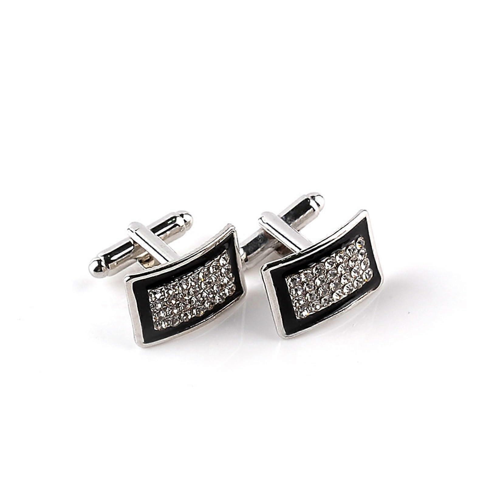 Manschettenknöpfe Rot/Schwarze Emaille Strass, Herren Business Hemd Manschettenknöpfe, Elegante Anstecknadel für Anzug