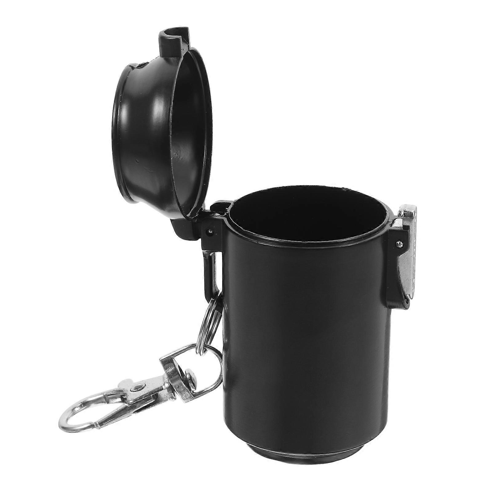Portable Ashtray with Lid for Outdoor Use Large Capacity Plastic Black 4.5 Inches