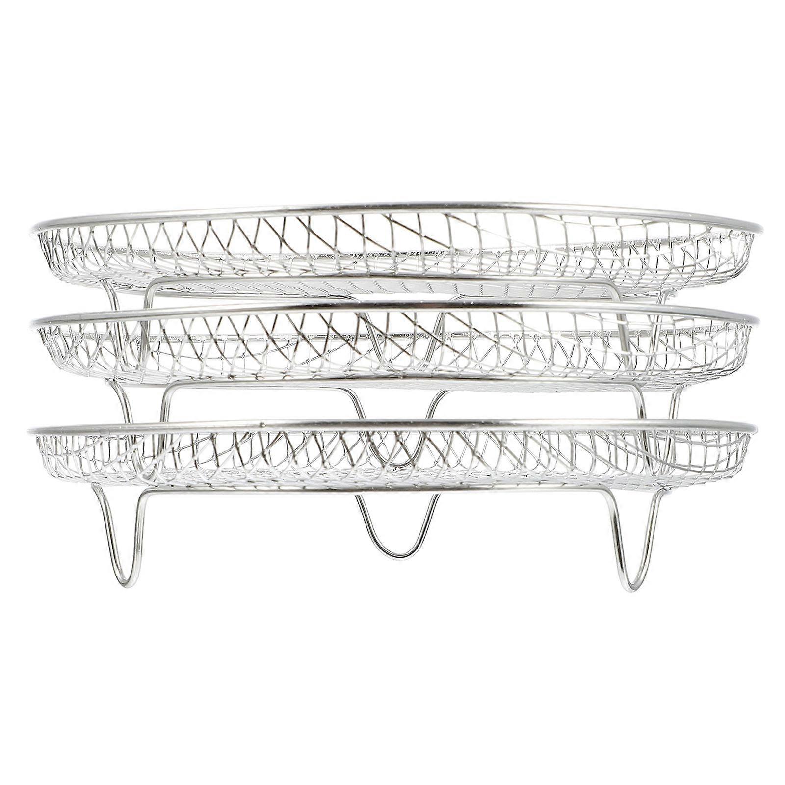 Air Fryer Accessories 3-Layers Design Cooking Enthusiasts Stainless Steel 7.9×7.9×3.9in Grilling 1Set