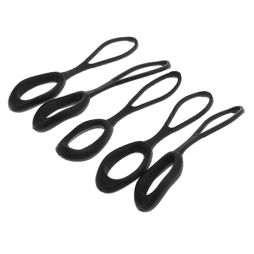 Zipper Puller Leather Black 5-Piece Set For Zipper Pendants, Cord Pullers, End Extensions, Trailer Zippers