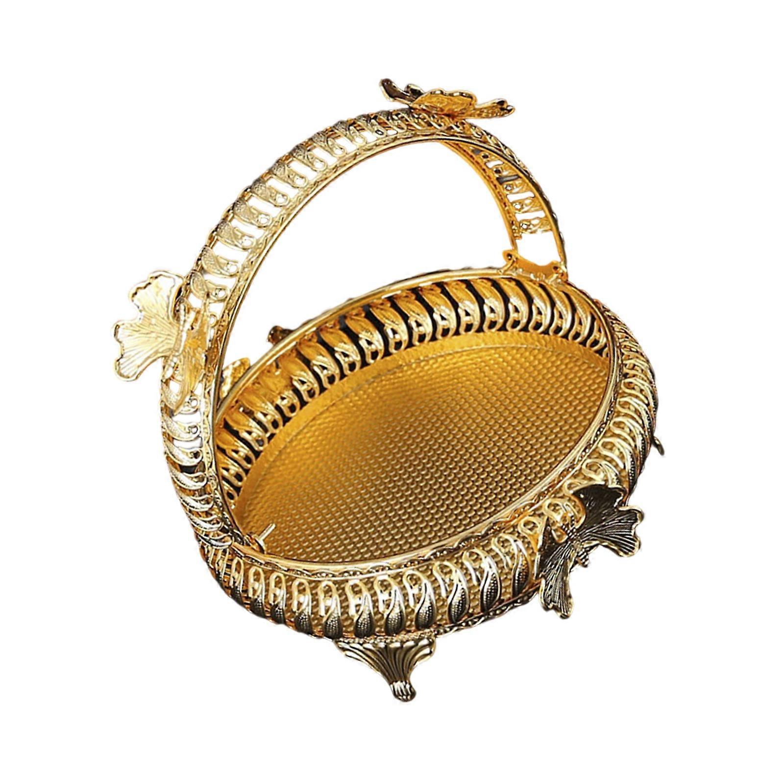 وعاء تقديم الفاكهة المعدني صينية تقديم معدنية سعة 5 لتر مقبض مريح موفر للمساحة حاوية تزيين المطبخ متعدد الألوان