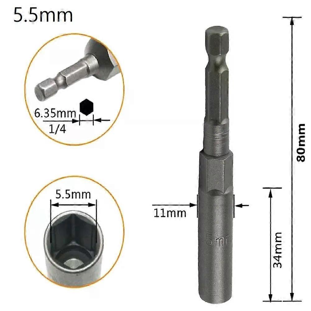 Hex Sockets 55-19mm Socket Magnetic Nut Screwdriver 1/4 Hex Key Drill Bit Adapter Drive Socket Hexagonal Shank Sleeve