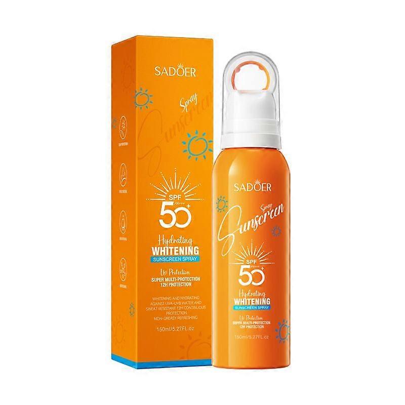 بخاخ واقي من الشمس SPF 50 ، 150 مل حماية واسعة الطيف من الأشعة فوق البنفسجية UVA / UVB ، بخاخ واقي من الشمس بحجم السفر للوجه والجسم ، مقاوم للماء وخفيف الوزن وغير دهني