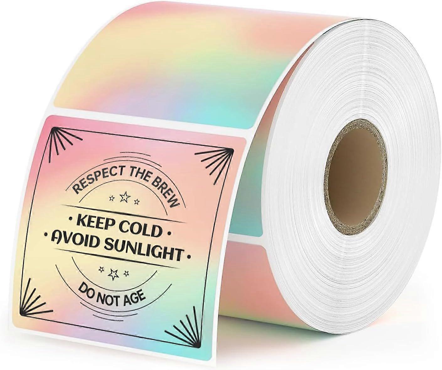 2025 Latest Model 2x2 Thermal Sticker Labels, Rainbow Color Square Thermal Labels for Smal