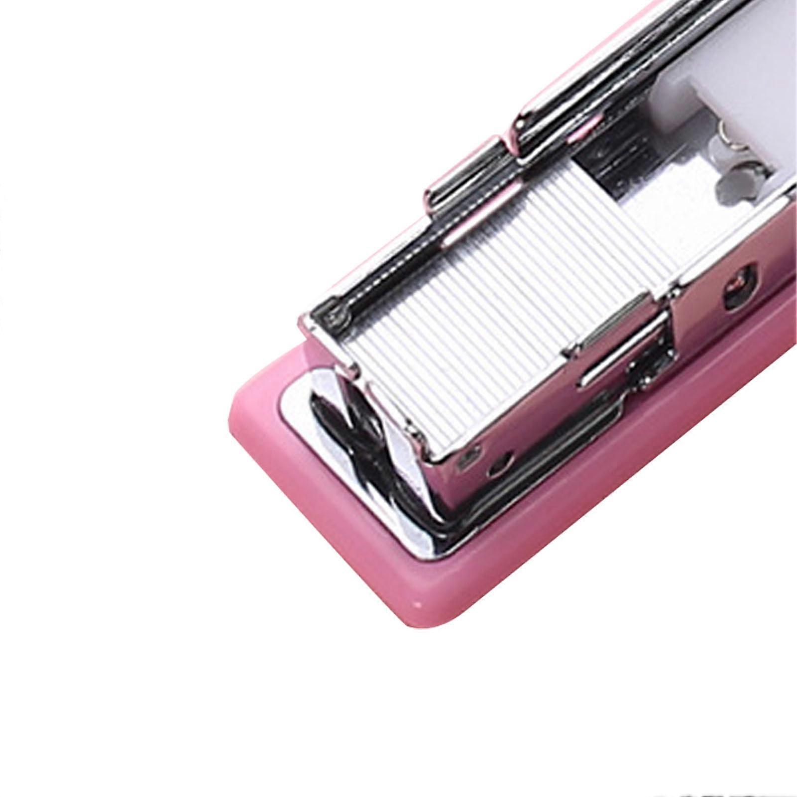 Mini Stapler Portable Versatile Sturdy Cute Small Handheld Stapler with Staple for Home School Office Pink