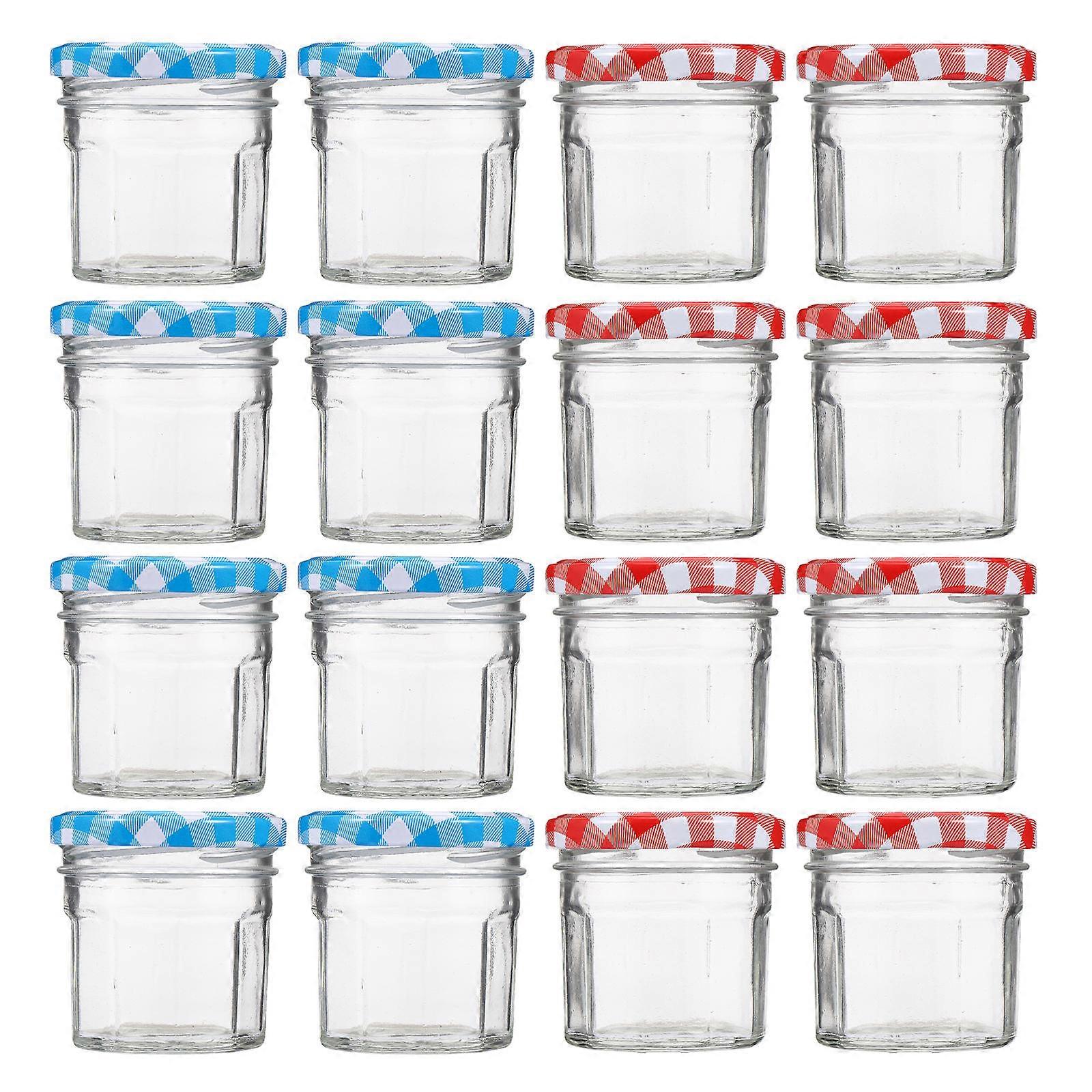 Storage Jars With Lid Glass Containers Household Use Thicken Glass Surface 100ml Assorted Color 12Pcs