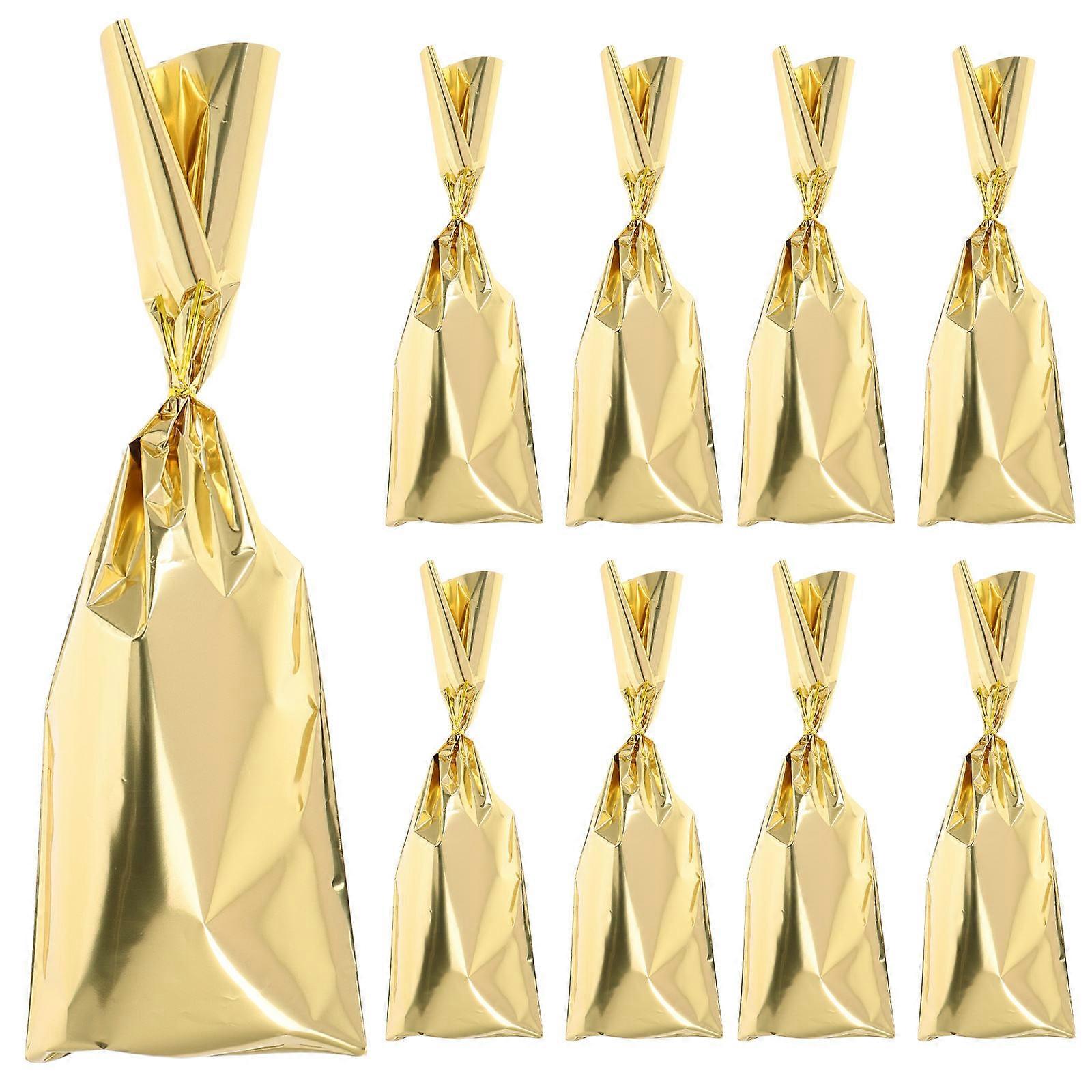 10pcs Metallic Gold Bags Elegant Wrap for Christmas Weddings Birthdays Sturdy Versatile Design Presenting Luxurious
