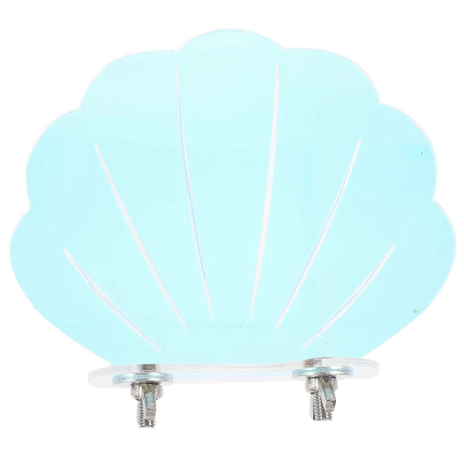 Durable SkyBlue Acrylic Parrot Perch Stand Shell Shape Bird Platform for Pet Use 10 x 10 cm
