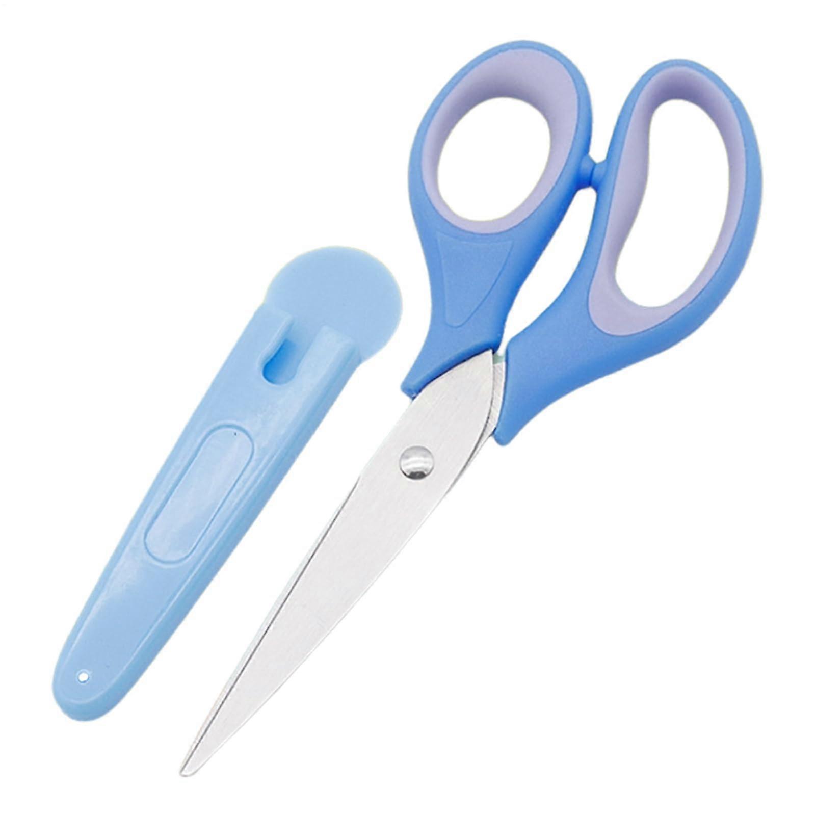Stainless steel toddler scissors Roundededge kids' scissors for DIY, blue