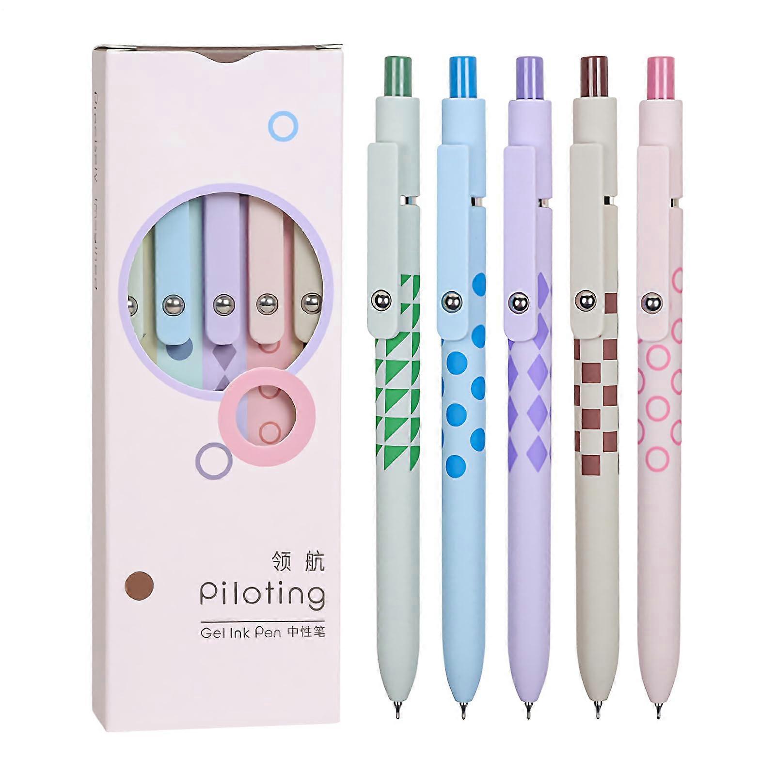 Gel Pen Set of 5 Black Ink Fine Point 0.5mm with Ergonomic Grip for Writing, Drawing, Journaling, and Signing