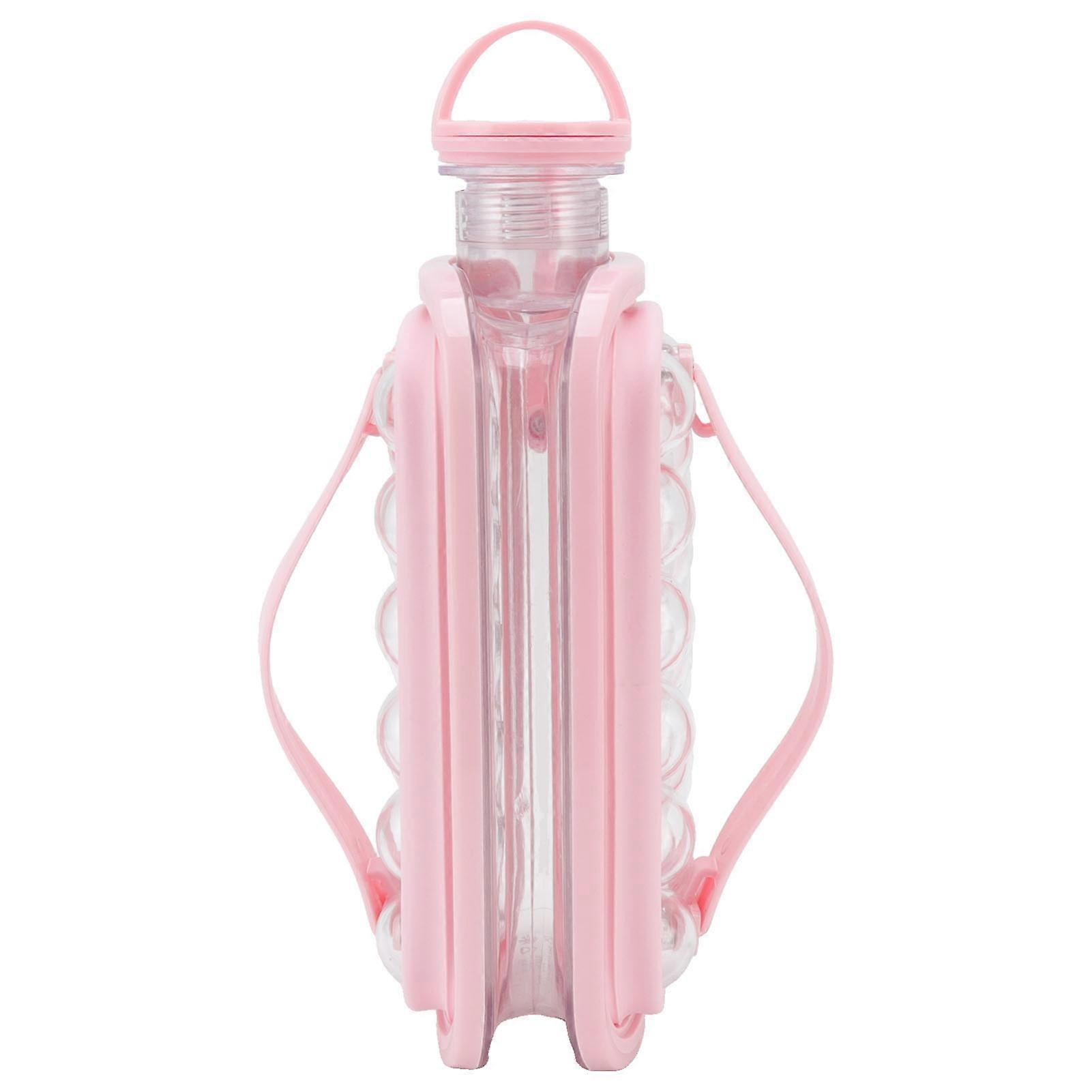 Foldable Ice Ball Maker Kettle Portable Silicone Plastic Ice Making Bottle Mold for Home Use Pink 