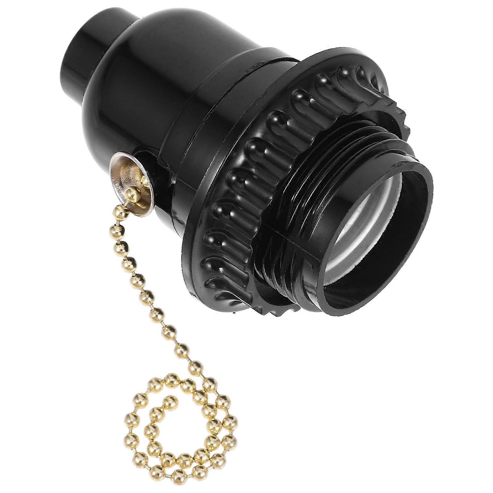 Bulb Holder With Pull Switch Adapter E27 Light Bulb Lamp Holder Pendant Screw Socket Round Threaded Collar Desk Lighting 1Set