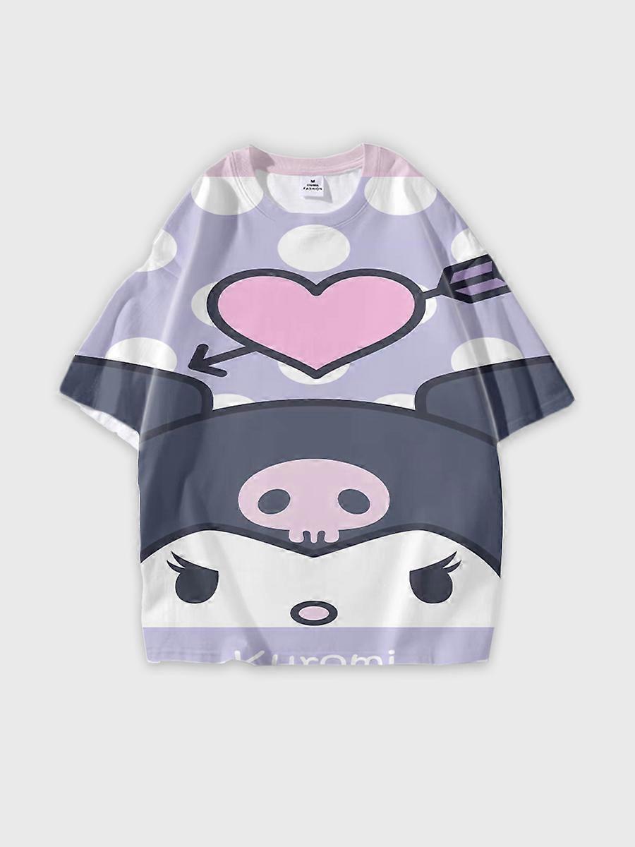 T-shirt round neck Cartoon Pattern loose short sleeve B77