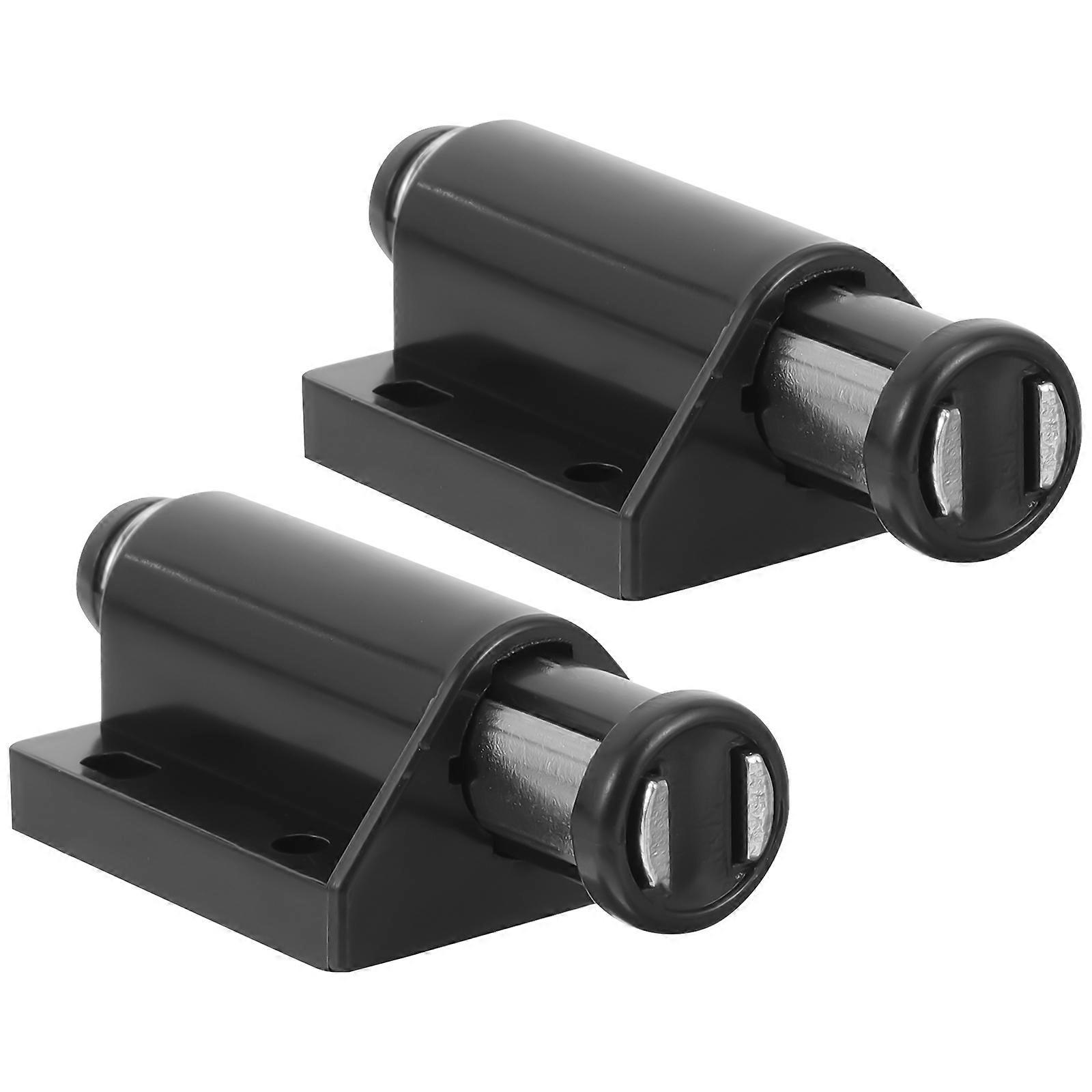 Secure Locking Latch Wardrobe Door Magnet Handle-Free Opening Cabinet Door Black 5.5x3cm For Furniture Assembly 2Pcs