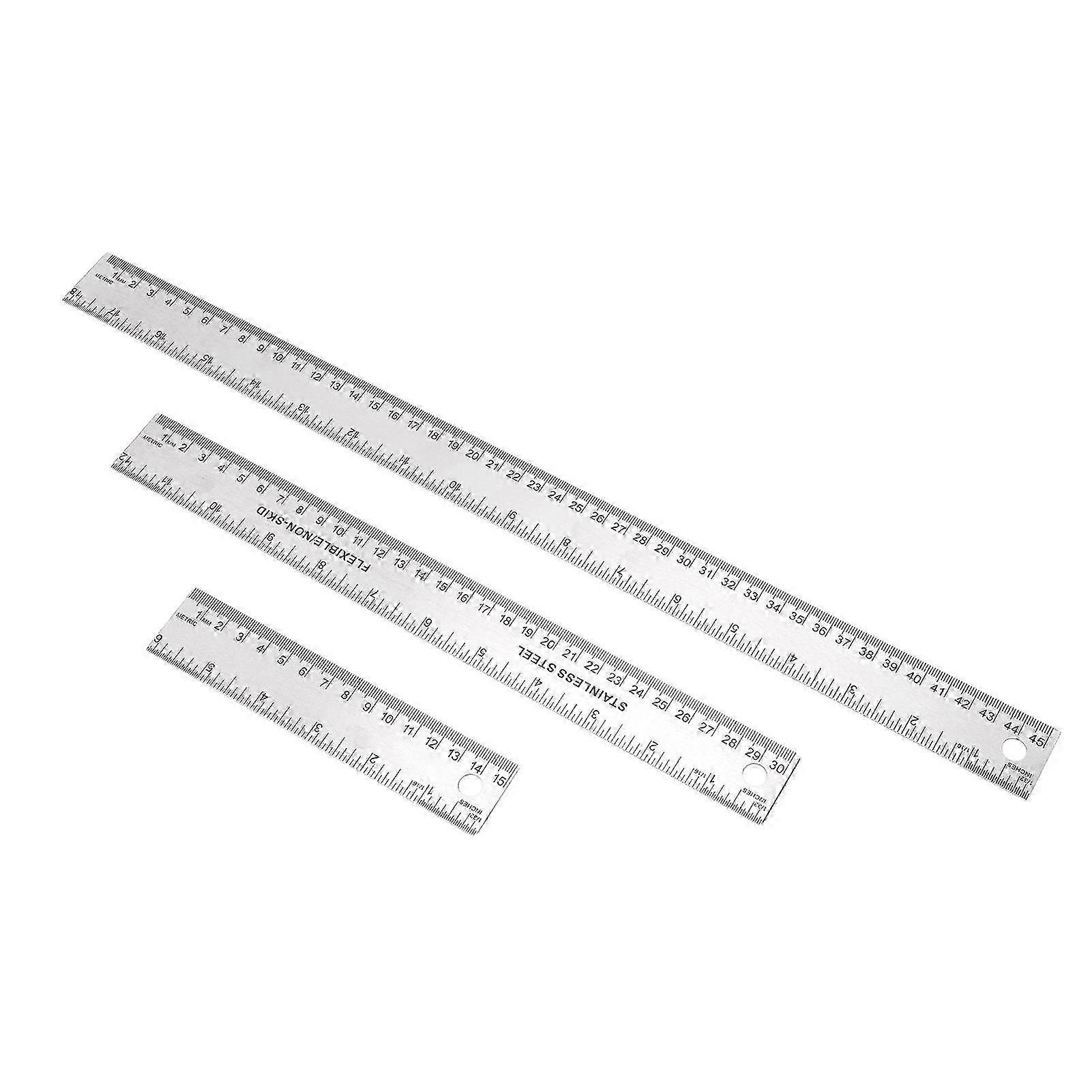 3pcs Cork Back Metal Ruler Non Slip Straight Edge Measuring Device Tool Stainless Steel Rulers with Cork Backing for Students SZRH A-W