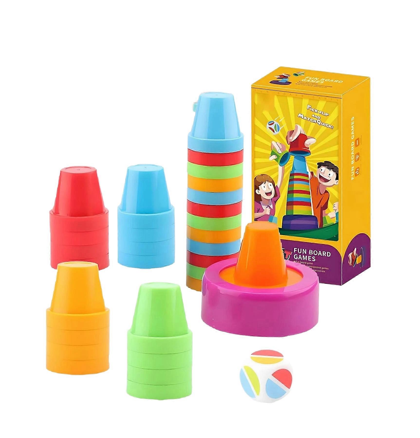 Tabletop Competitive Cup Stacking Game, Color Stacking Challenge Game, Speed Cup