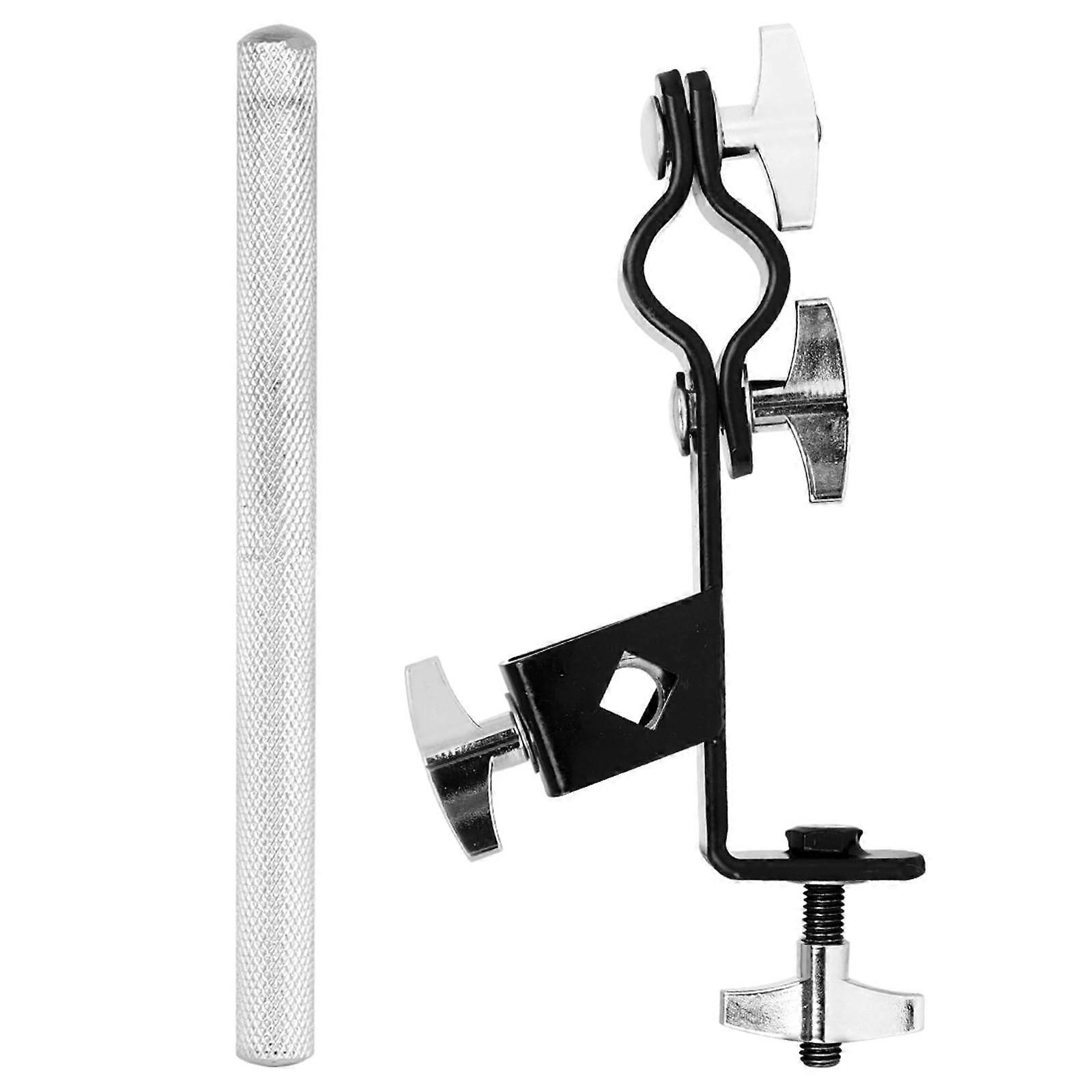 Kuhbellhalter Percussion Drum Cowbell Mount Adjustable Clamp for Top or Bottom Rim Fit, Compatible with Standard Drum Kits