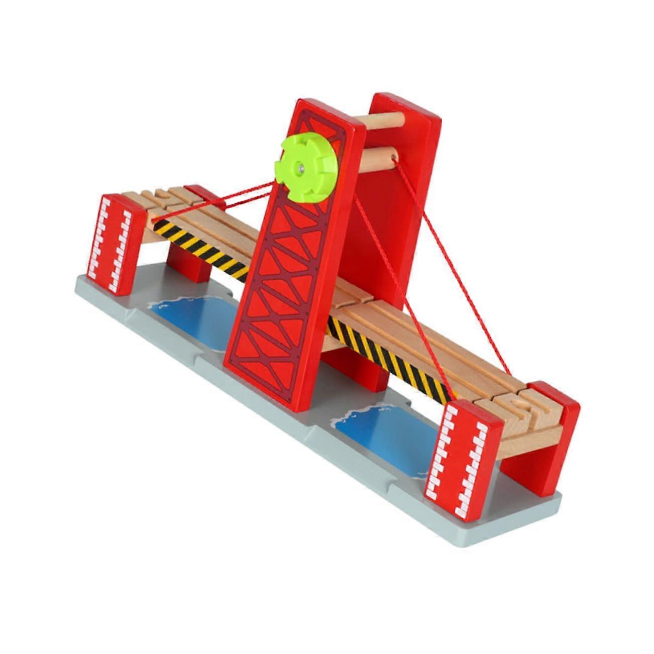 1 track bridge railway bridge drawbridge made of wood red plastic