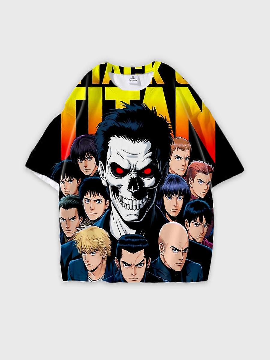 T-shirt round neck Character Pattern loose short sleeve P1004