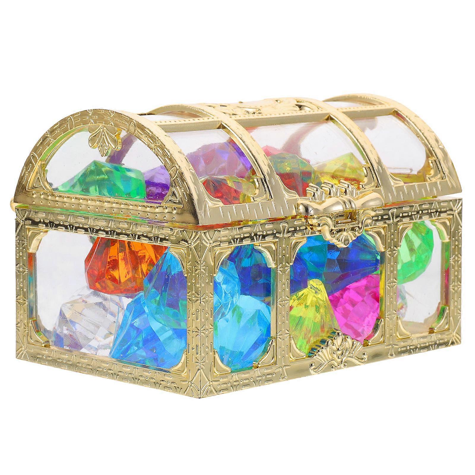 Bright Shiny Acrylic Gems in Plastic Treasure Chest – Perfect for Role Play, Crafts, Party Favors & Themed Events