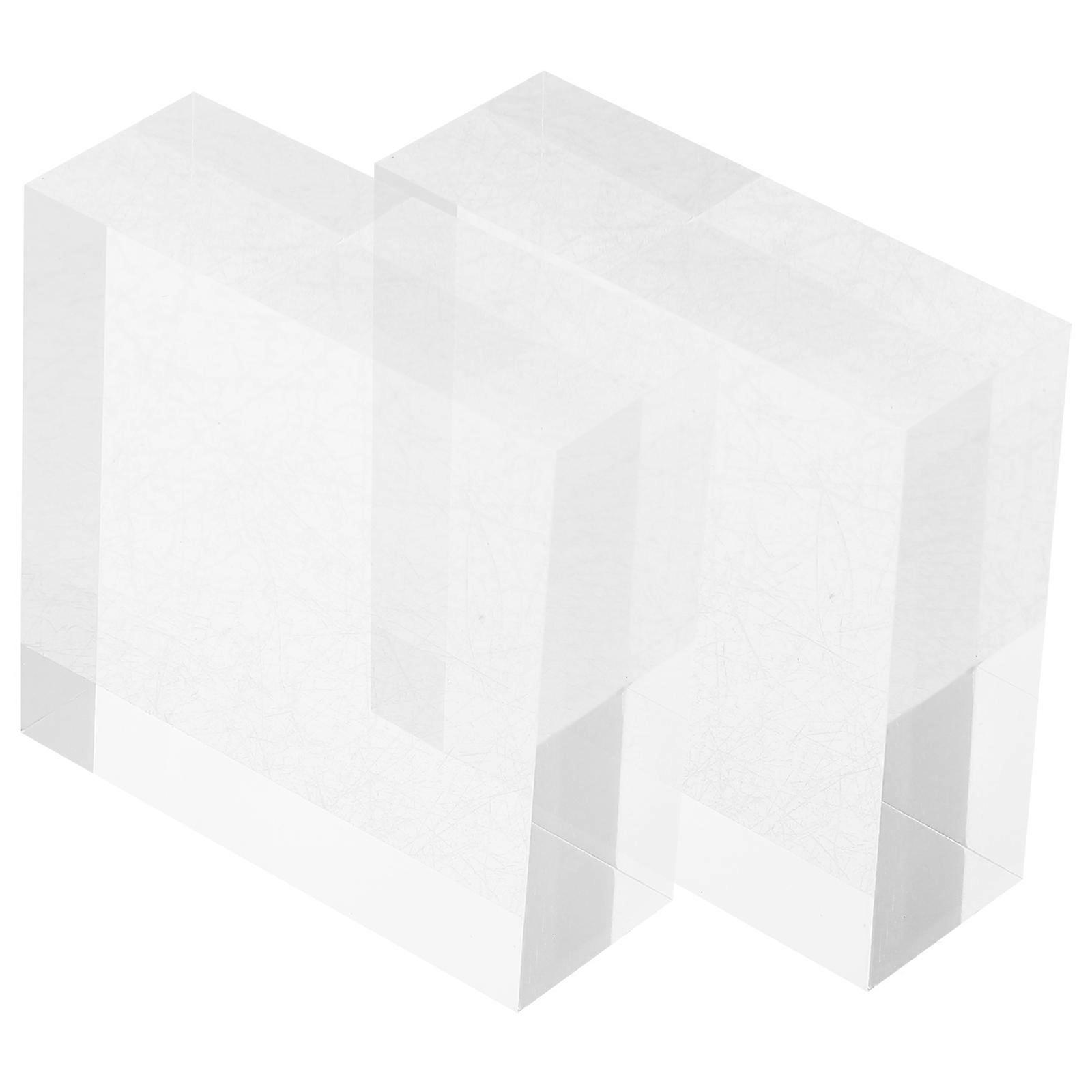 Jewelry Stand Display Block Acrylic Square Base Collectible Showcase For Home Shop Gallery 2Pcs