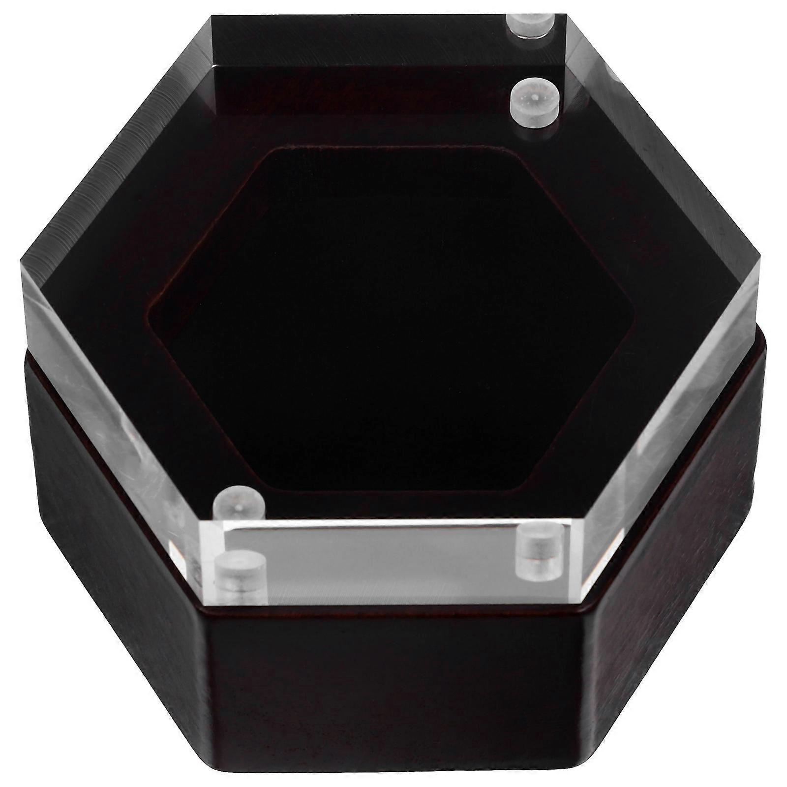 Hexagonal Jewelry Storage Box with Closure for Crafted in Walnut and Acrylic Multi