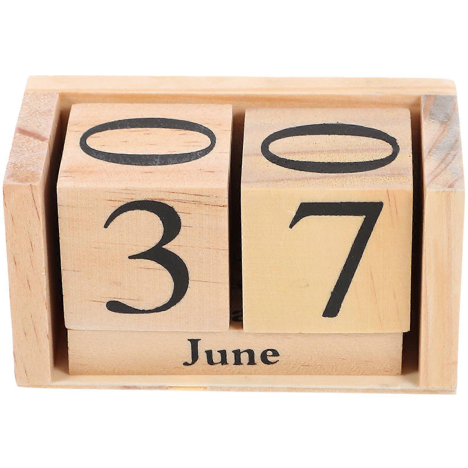Wooden Calendar Blocks Stylish European Design Reusable Desk Decor for Daily Use Multi Color 3.5 x 1.5 x 2 inches
