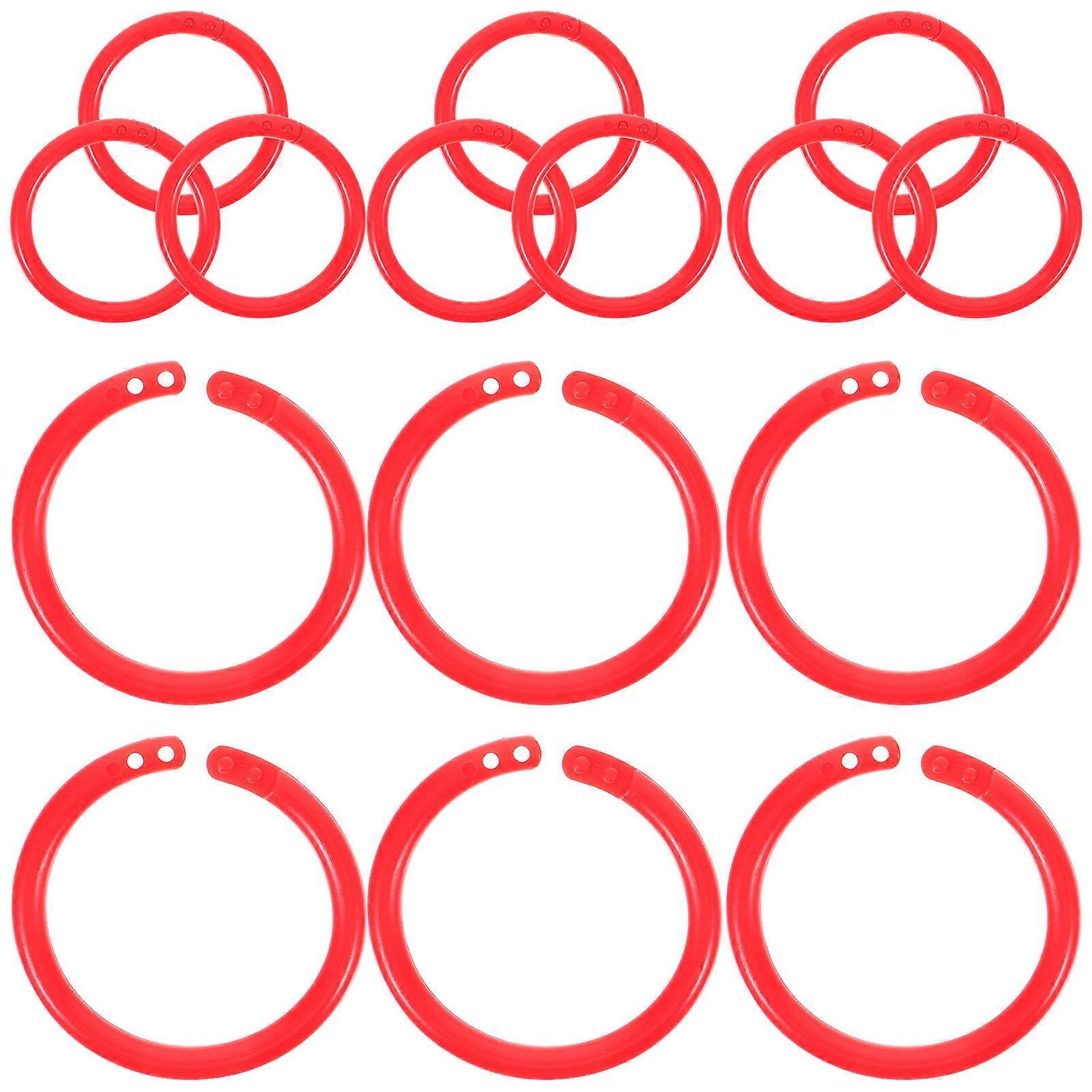 Plastic Loose Leaf Binder Rings Red 100pcs DIY Book Rings for Scrapbooks Index Cards Document Stacks Lightweight Fasteners for Handcraft and